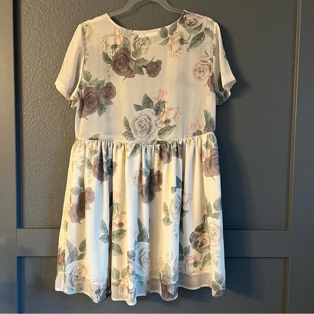ANINE BING • Cream floral mini dress • Small - Picture 10 of 10